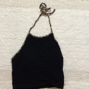 black leopard halter top - brandy melville 💗